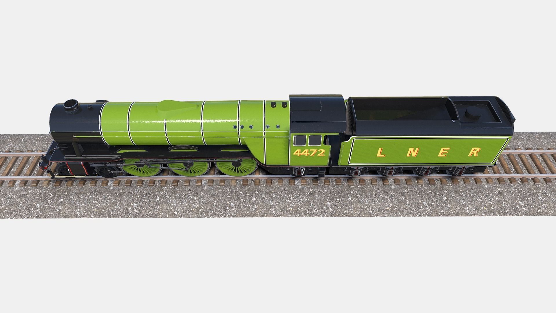 Animated Flying Scotsman Steam Train Low-poly 3D model_9