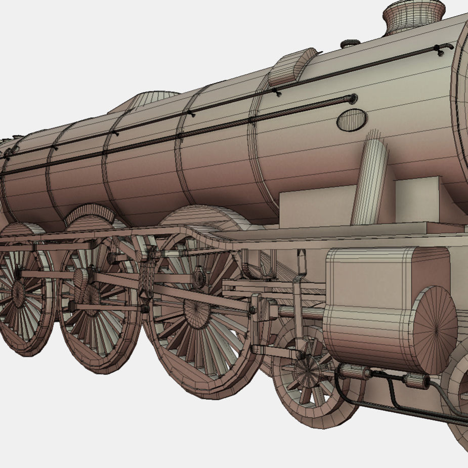 Animated Flying Scotsman Steam Train Low-poly 3D model_12
