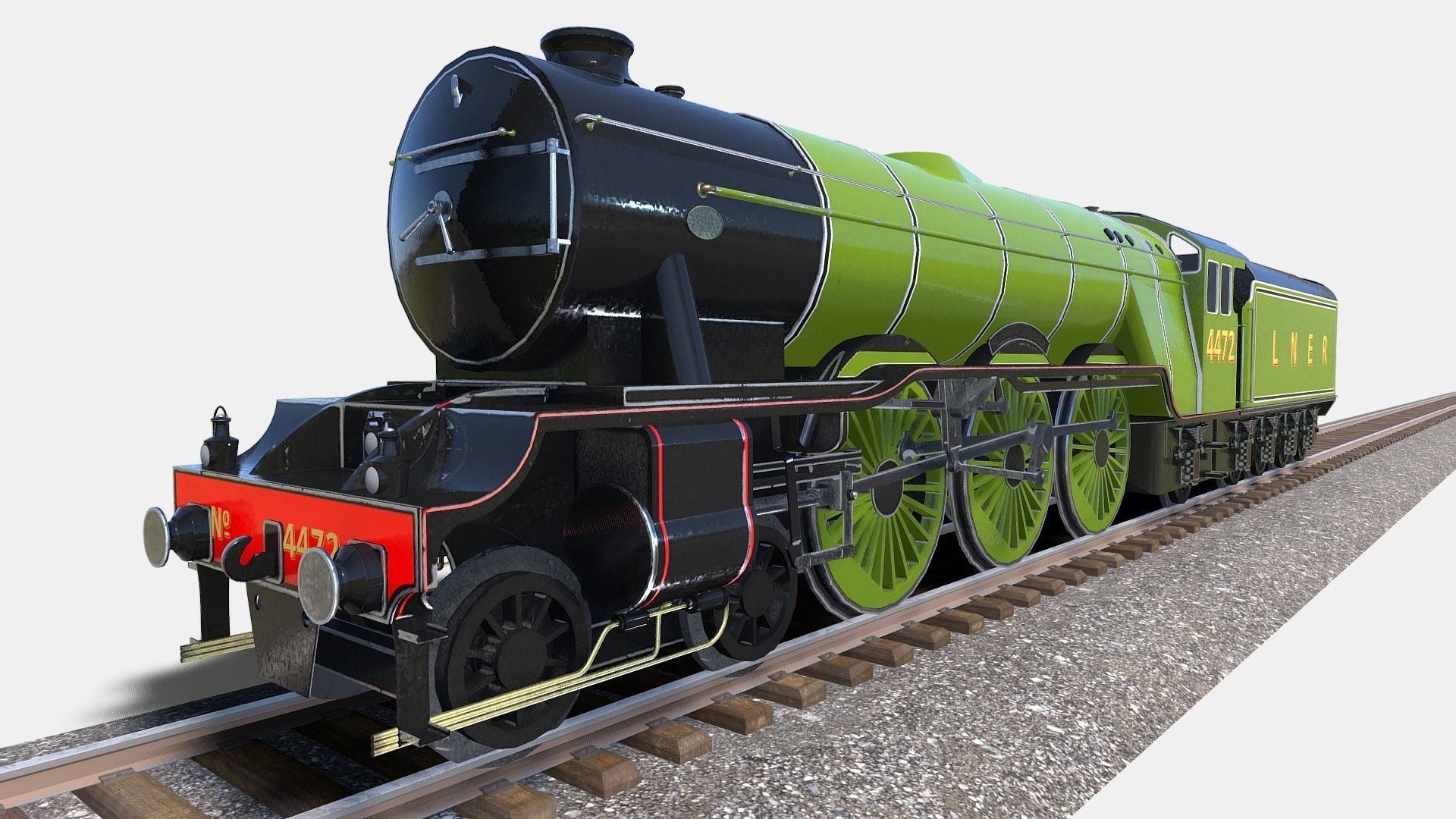 Animated Flying Scotsman Steam Train Low-poly 3D model_5