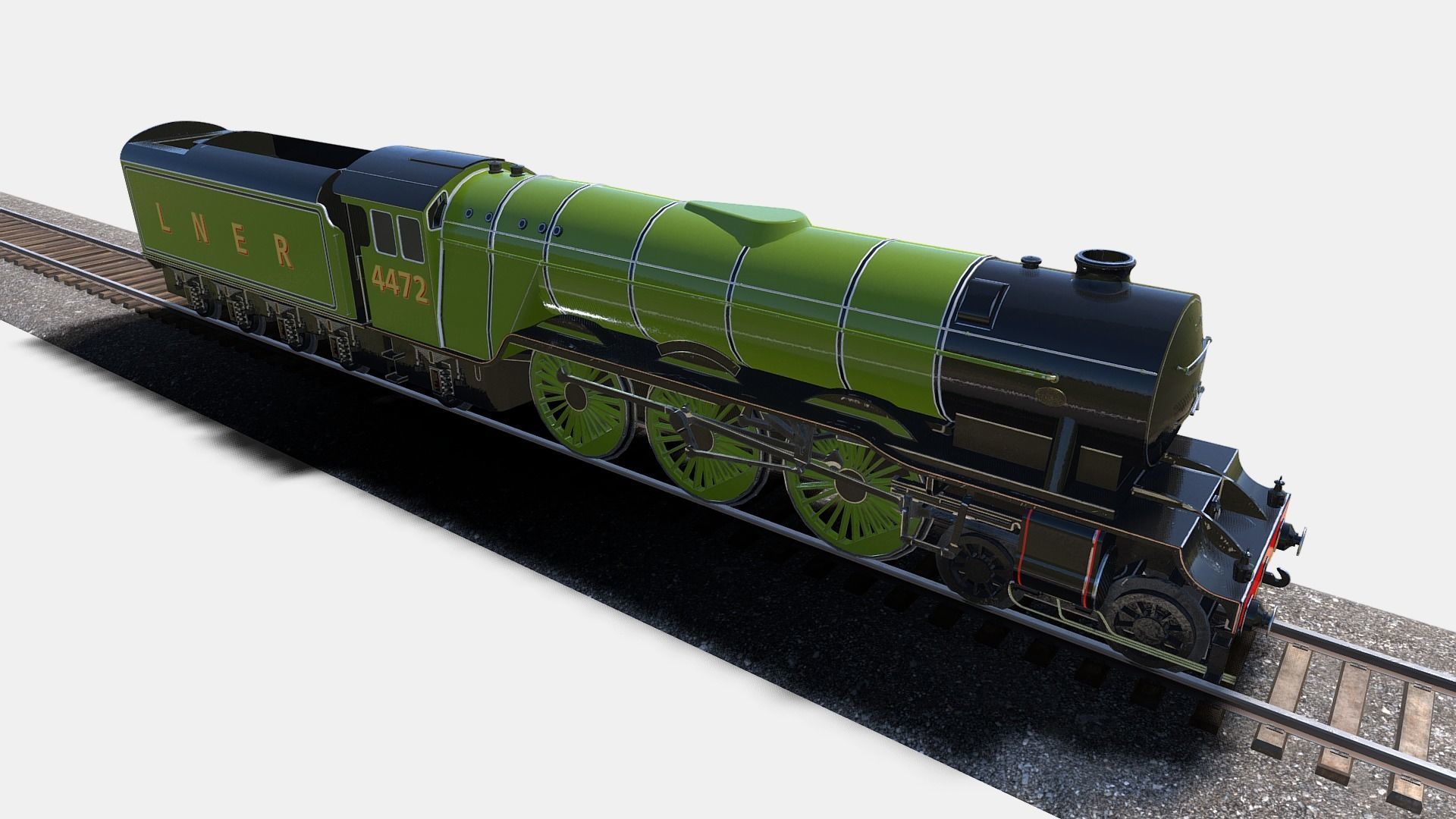 Animated Flying Scotsman Steam Train Low-poly 3D model_8