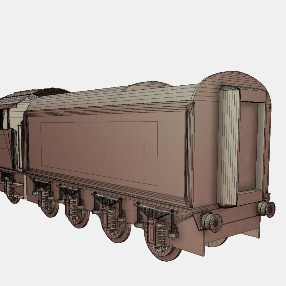Animated Flying Scotsman Steam Train Low-poly 3D model_11