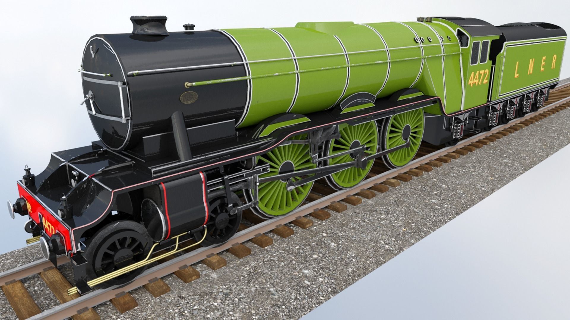 Animated Flying Scotsman Steam Train Low-poly 3D model_2
