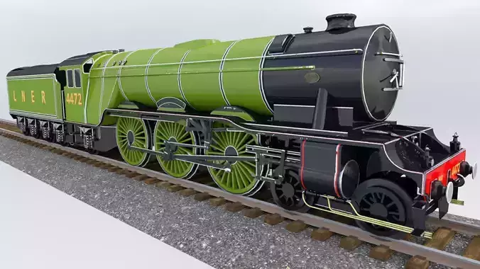 Animated Flying Scotsman Steam Train Low-poly 3D model