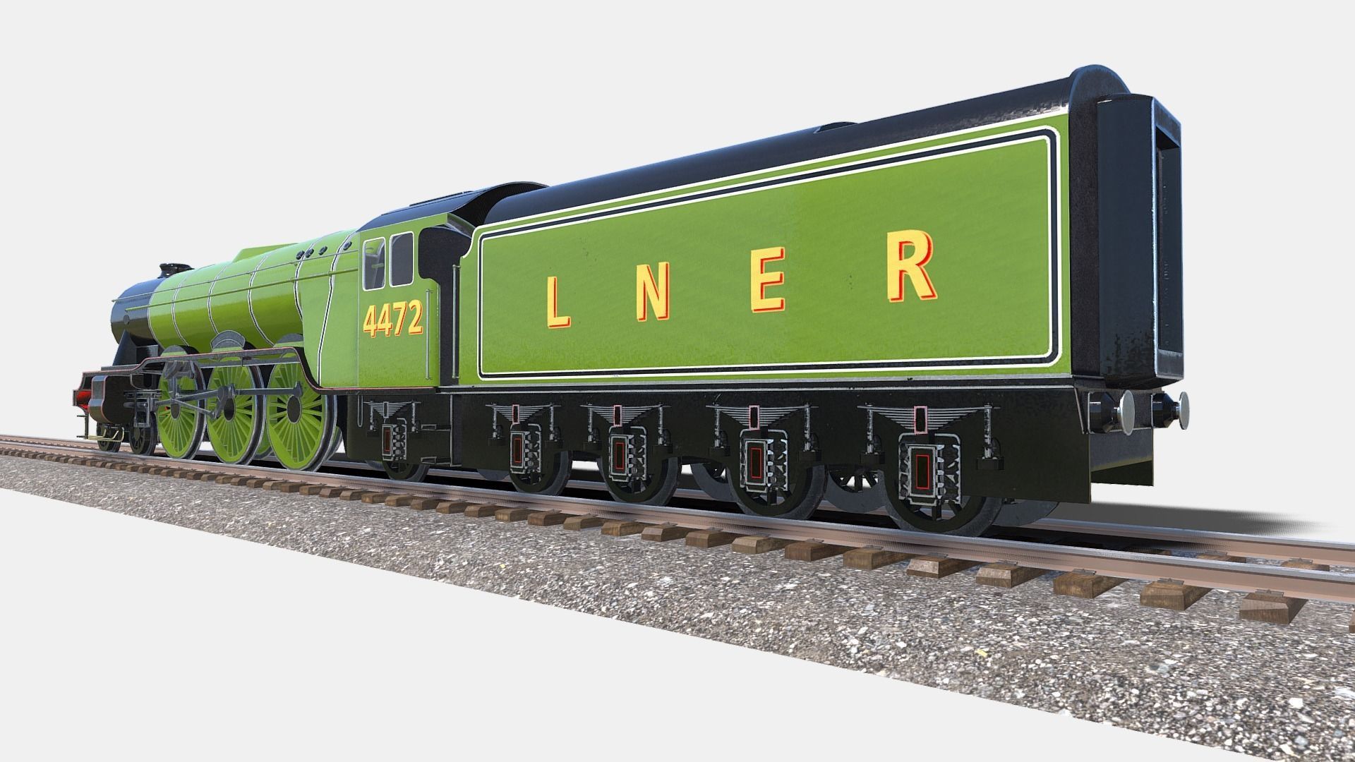 Animated Flying Scotsman Steam Train Low-poly 3D model_7