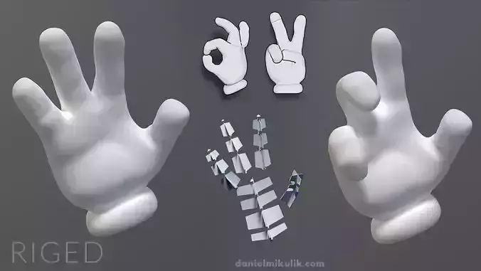 Cartoon Hand Riged Low-poly 3D model