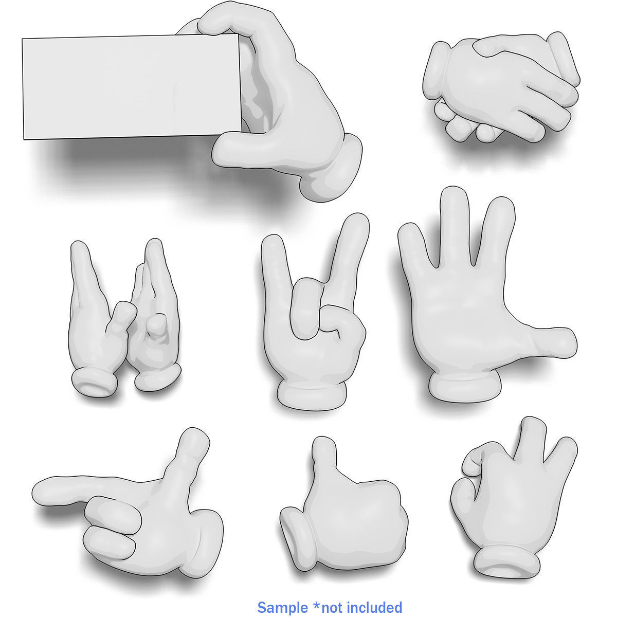 Cartoon Hand Riged Low-poly 3D model_9