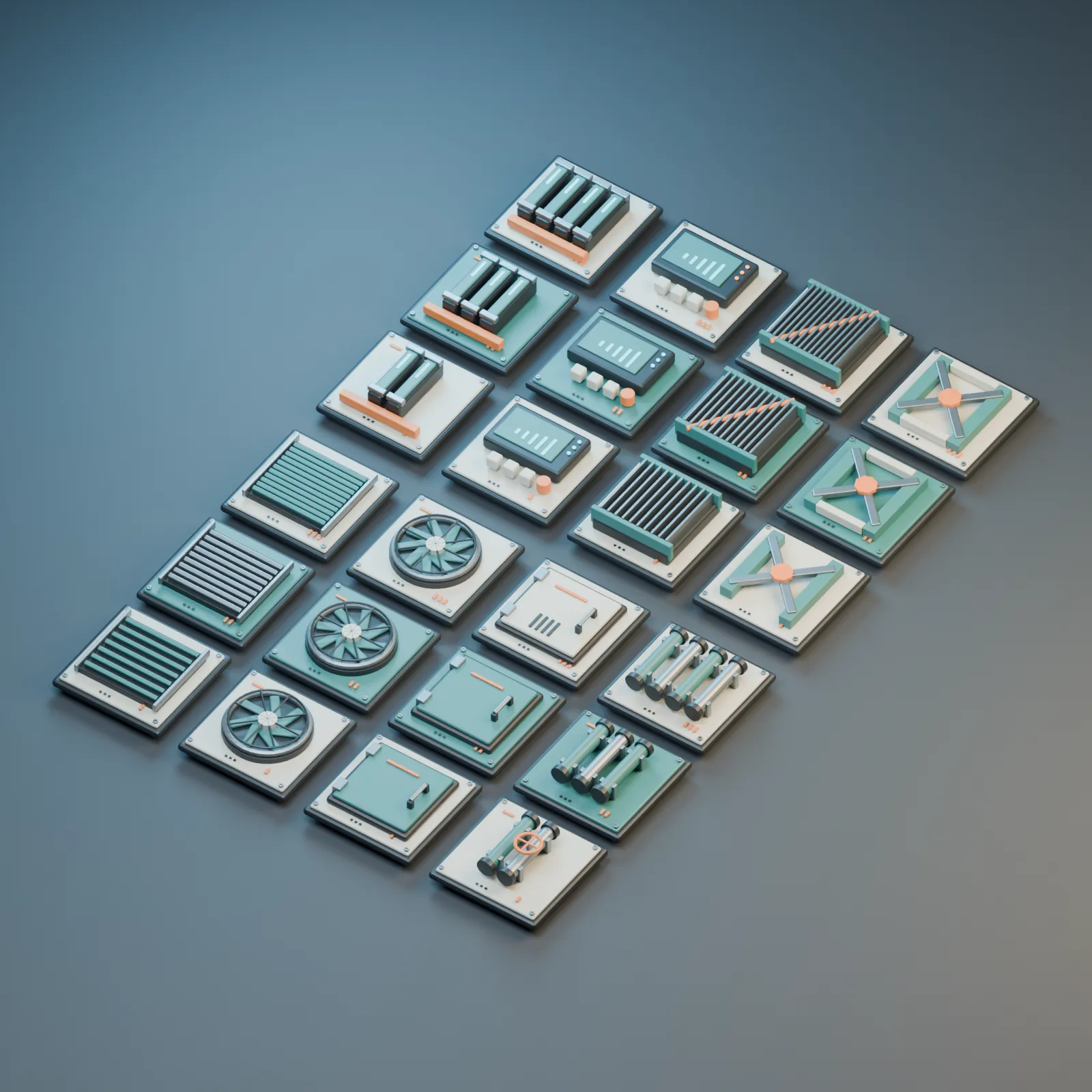 Sci-Fi Industrial Wall Panel Kit - 24 Modular PBR Assets 3D model ...