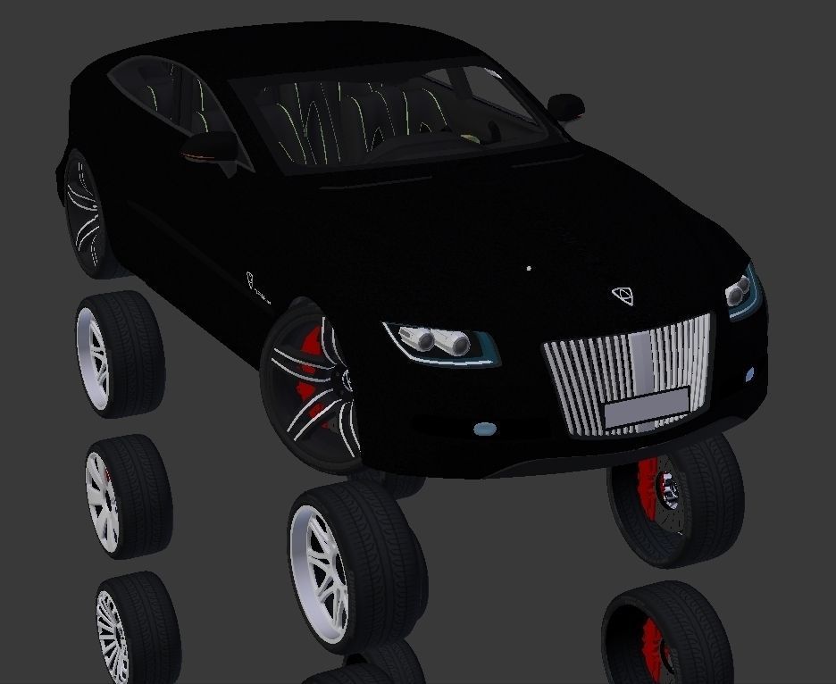 Affekta Luxuria Concept car textured with 5 rims Sport Tuning 3D model_27