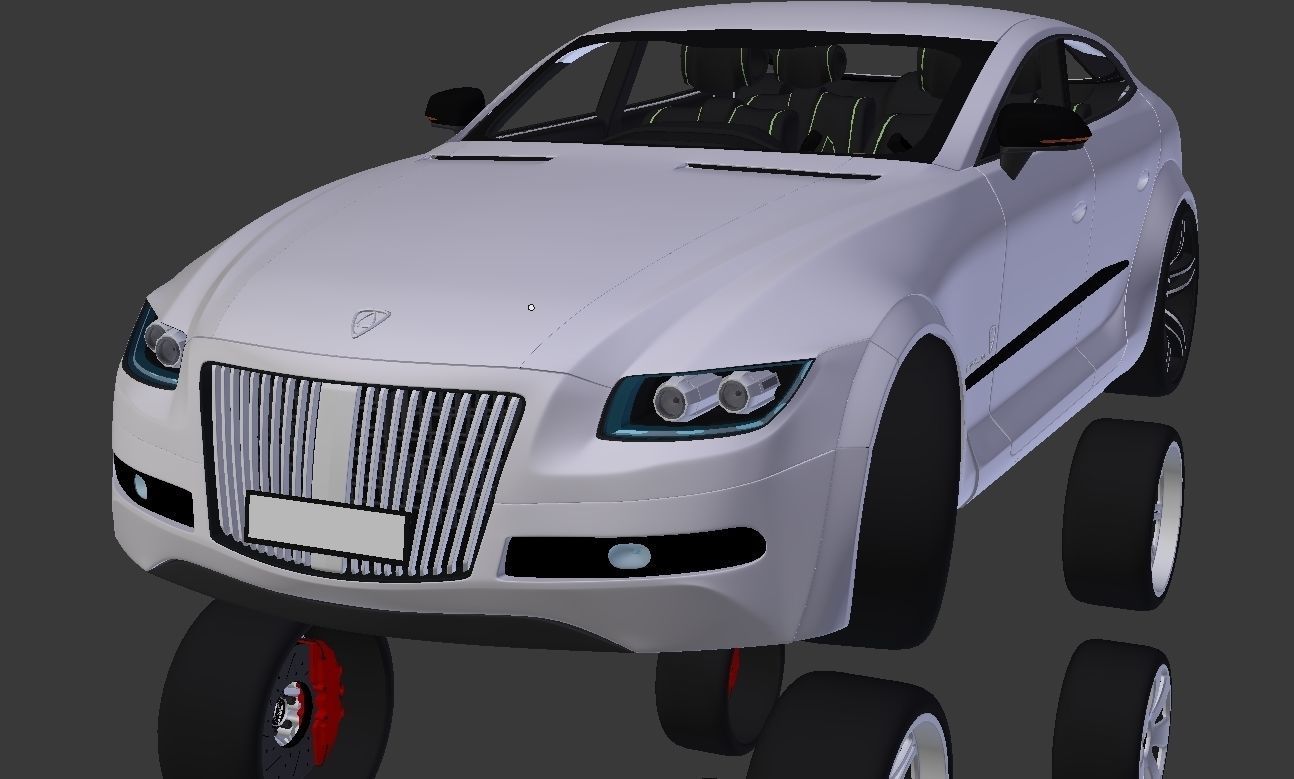 Affekta Luxuria Concept car textured with 5 rims Sport Tuning 3D model_23
