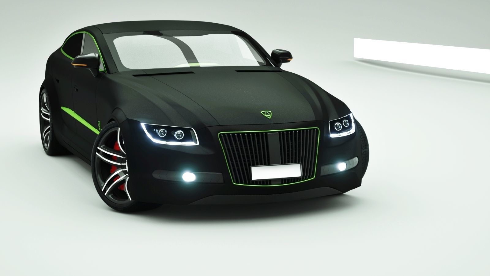 Affekta Luxuria Concept car textured with 5 rims Sport Tuning 3D model_11