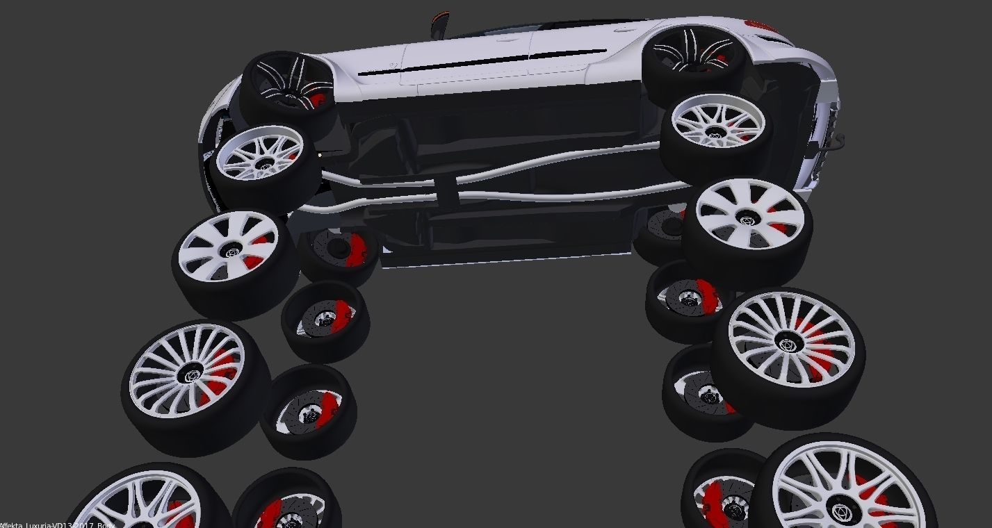 Affekta Luxuria Concept car textured with 5 rims Sport Tuning 3D model_28