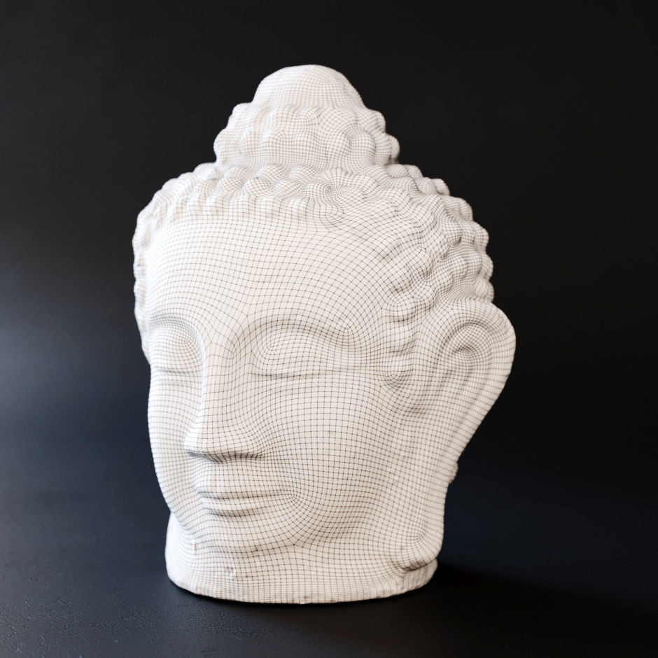 Buddha head sculpture 3D model_5