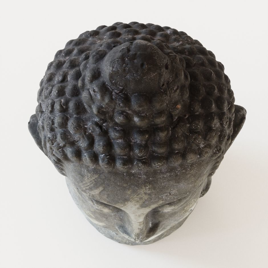 Buddha head sculpture 3D model_4