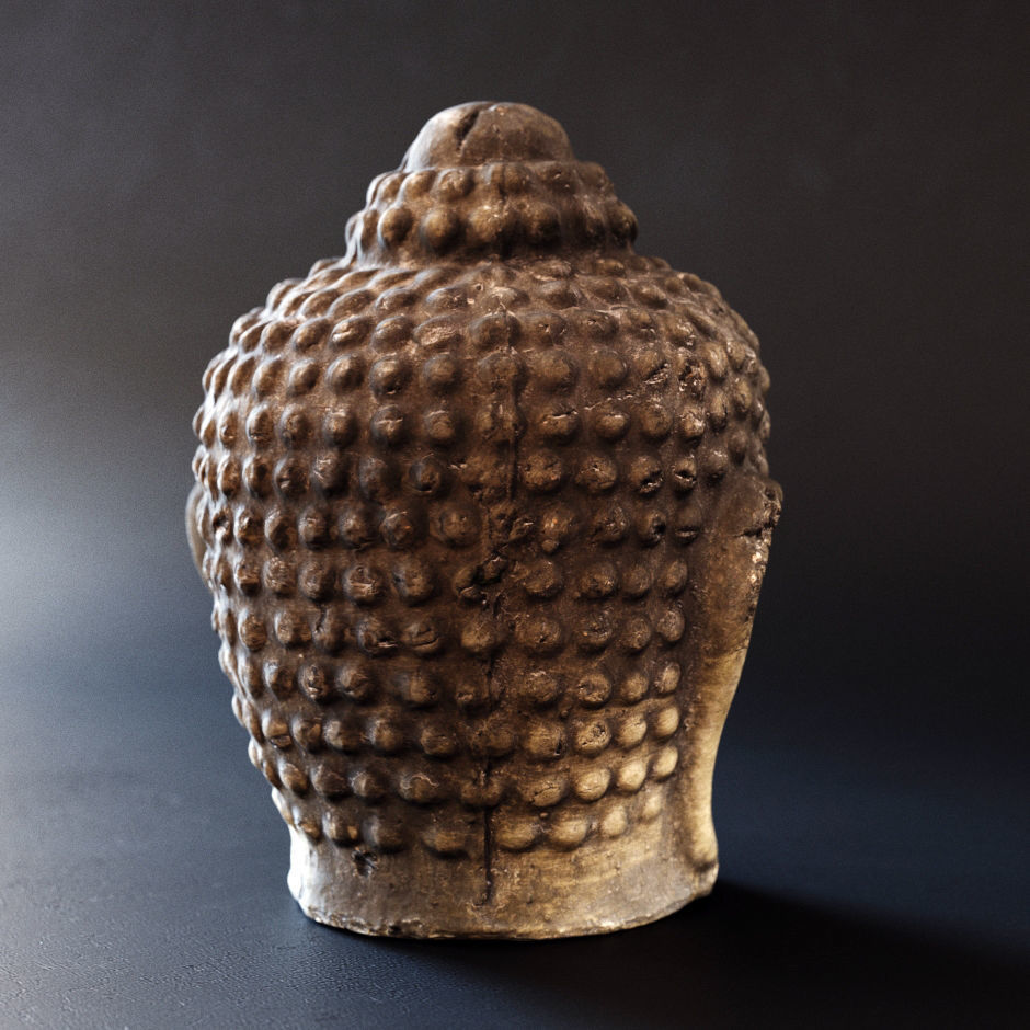 Buddha head sculpture 3D model_1