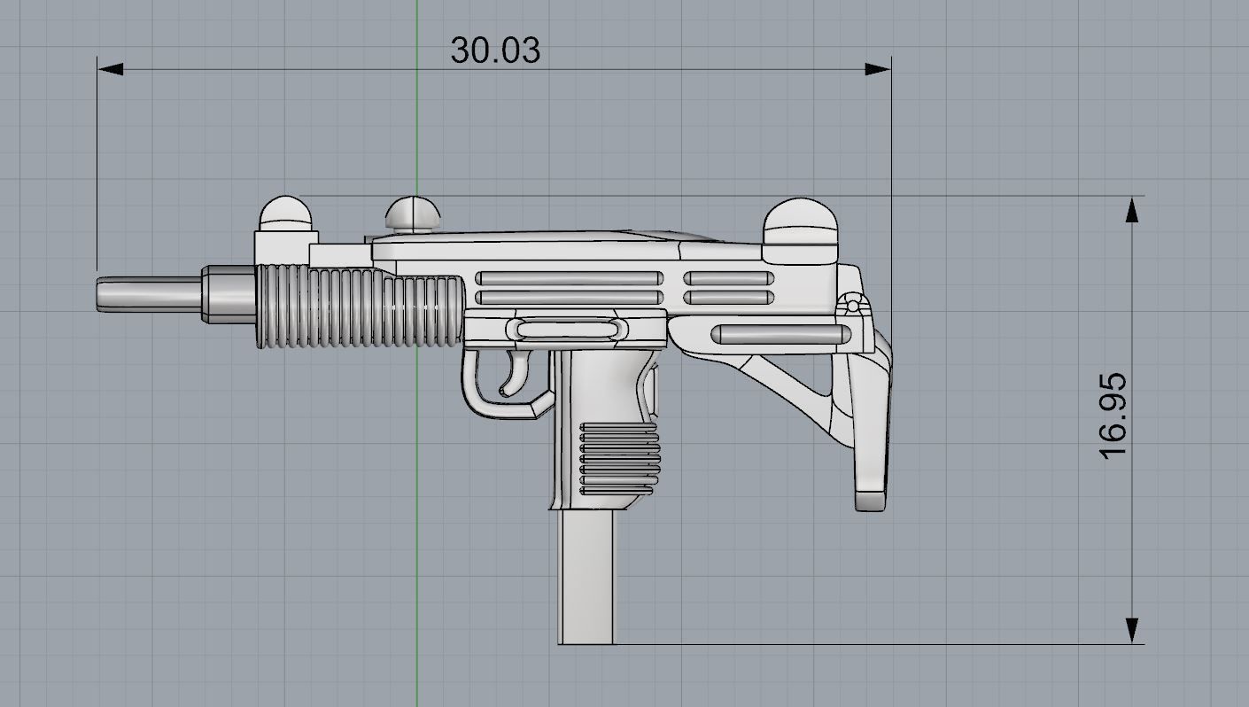 Pendant Uzi 3D print model_2