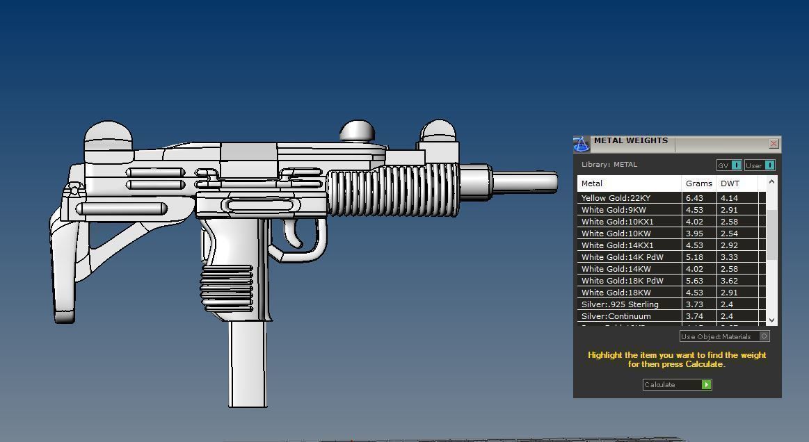 Pendant Uzi 3D print model_1