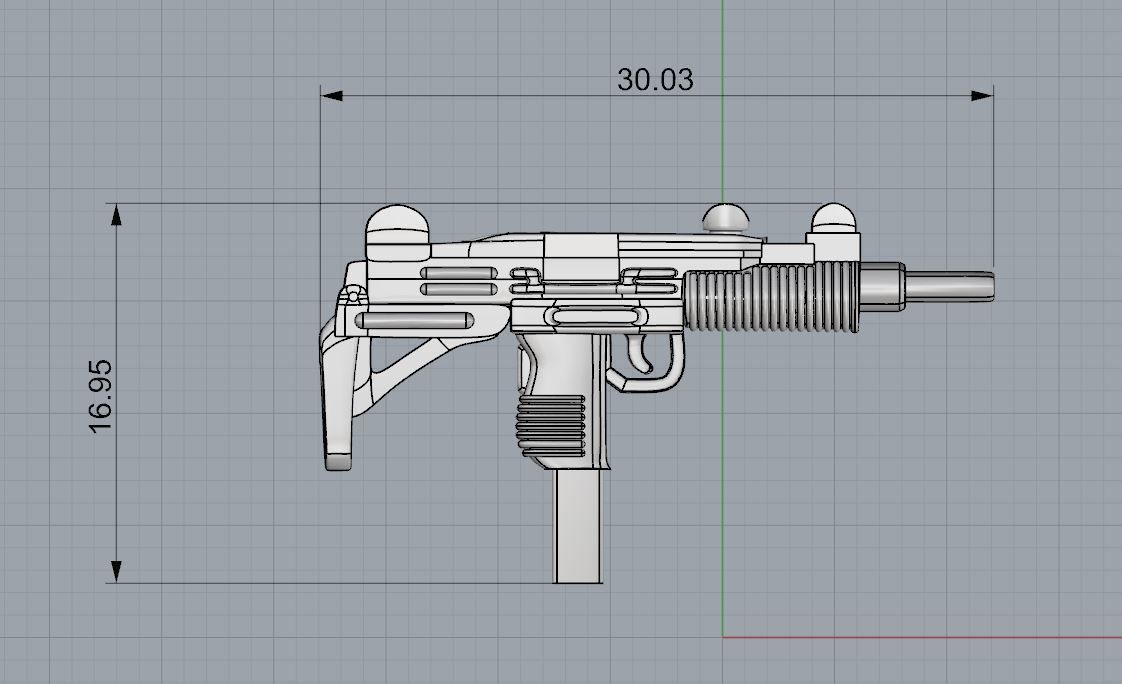 Pendant Uzi 3D print model_3