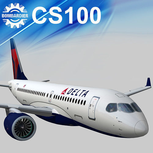 Airbus 220 Bombardier C Series 100  CS100 Delta airlines livery Low-poly 3D model