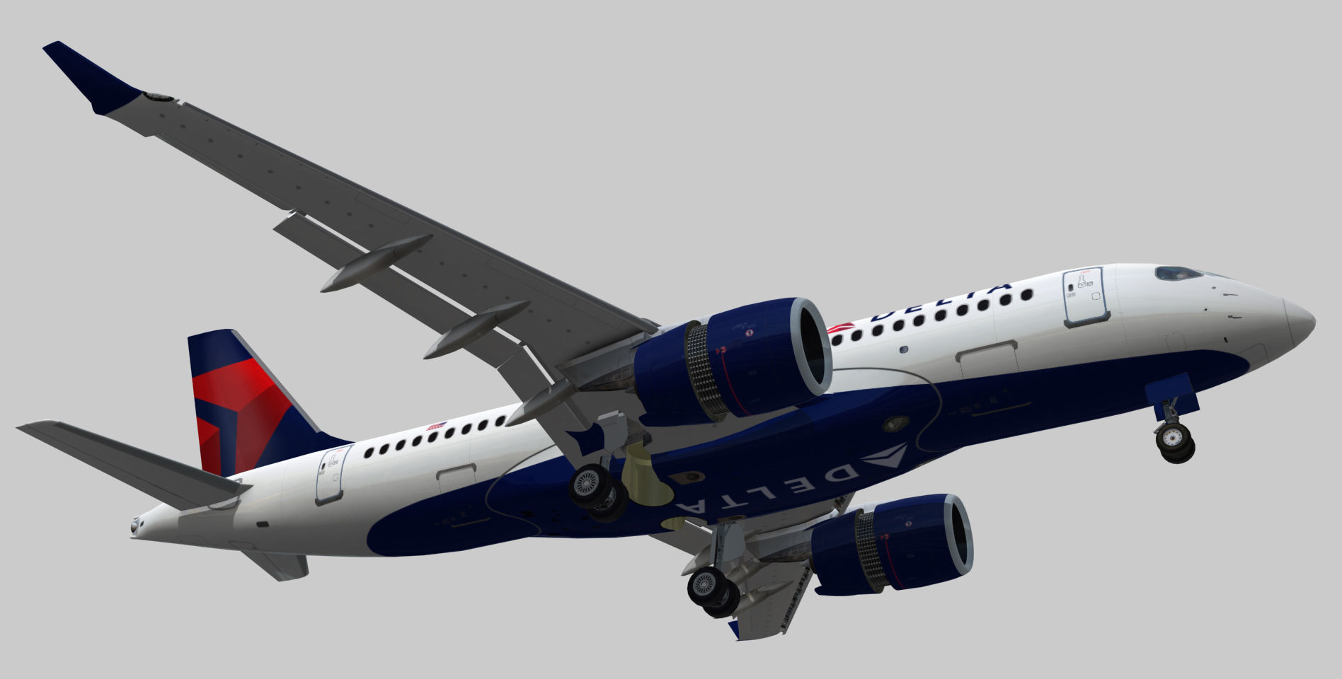 Airbus 220 Bombardier C Series 100  CS100 Delta airlines livery Low-poly 3D model_9