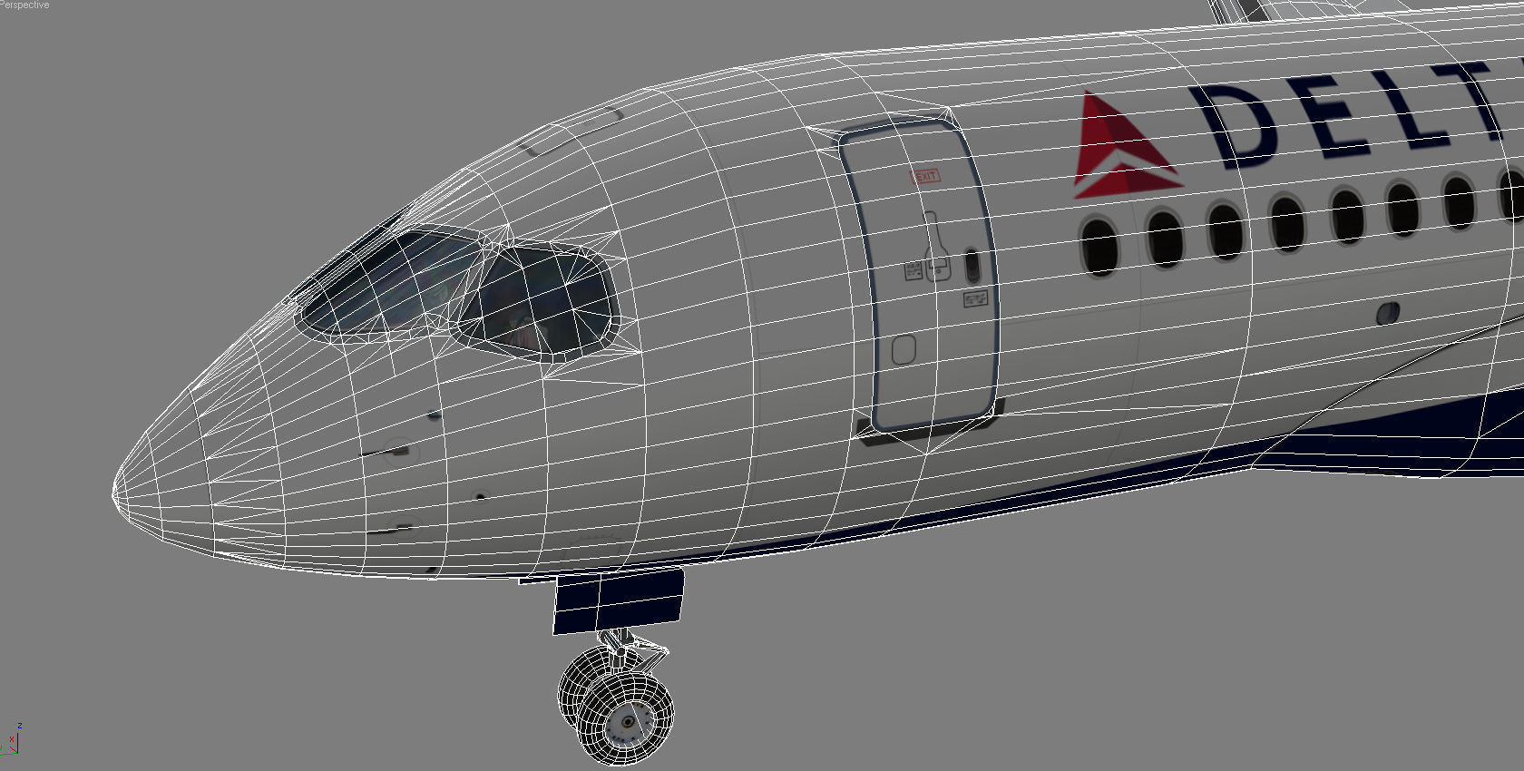 Airbus 220 Bombardier C Series 100  CS100 Delta airlines livery Low-poly 3D model_13