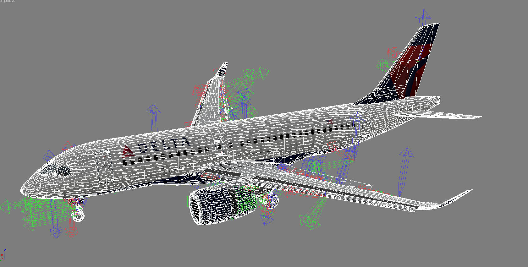 Airbus 220 Bombardier C Series 100  CS100 Delta airlines livery Low-poly 3D model_24