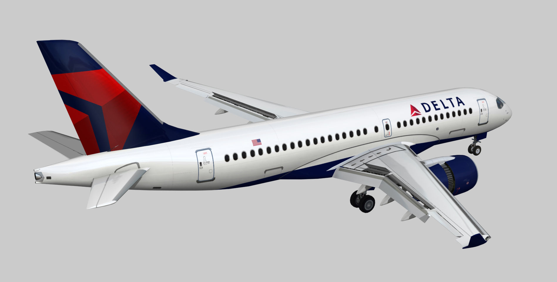 Airbus 220 Bombardier C Series 100  CS100 Delta airlines livery Low-poly 3D model_8