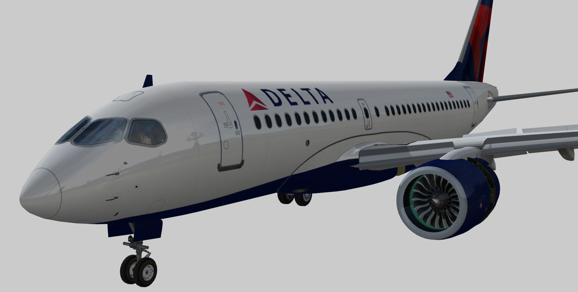 Airbus 220 Bombardier C Series 100  CS100 Delta airlines livery Low-poly 3D model_6