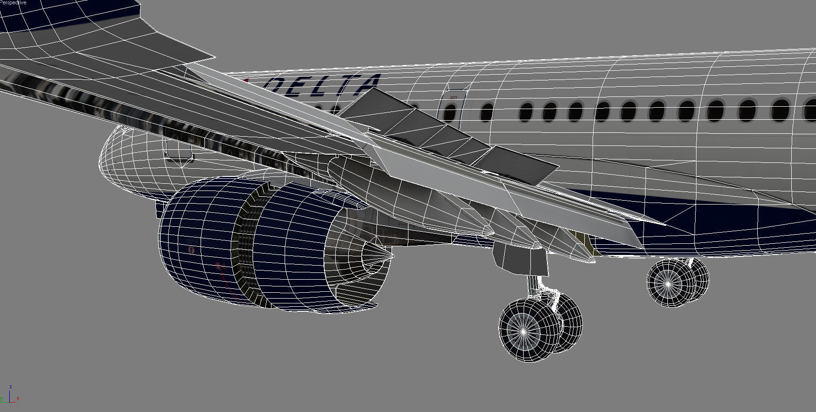 Airbus 220 Bombardier C Series 100  CS100 Delta airlines livery Low-poly 3D model_17