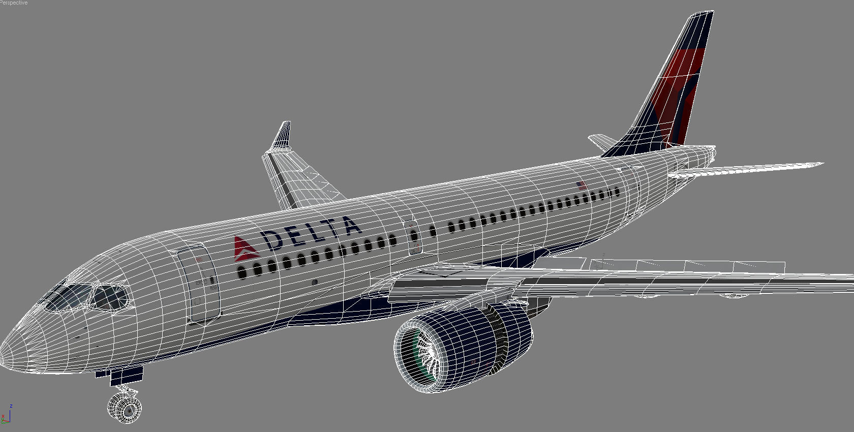 Airbus 220 Bombardier C Series 100  CS100 Delta airlines livery Low-poly 3D model_19