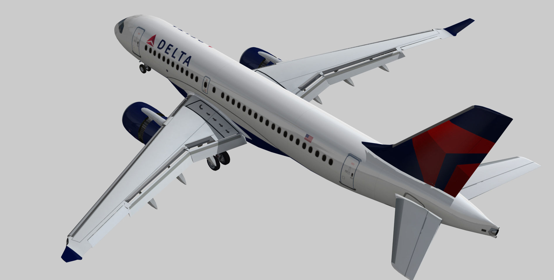 Airbus 220 Bombardier C Series 100  CS100 Delta airlines livery Low-poly 3D model_7
