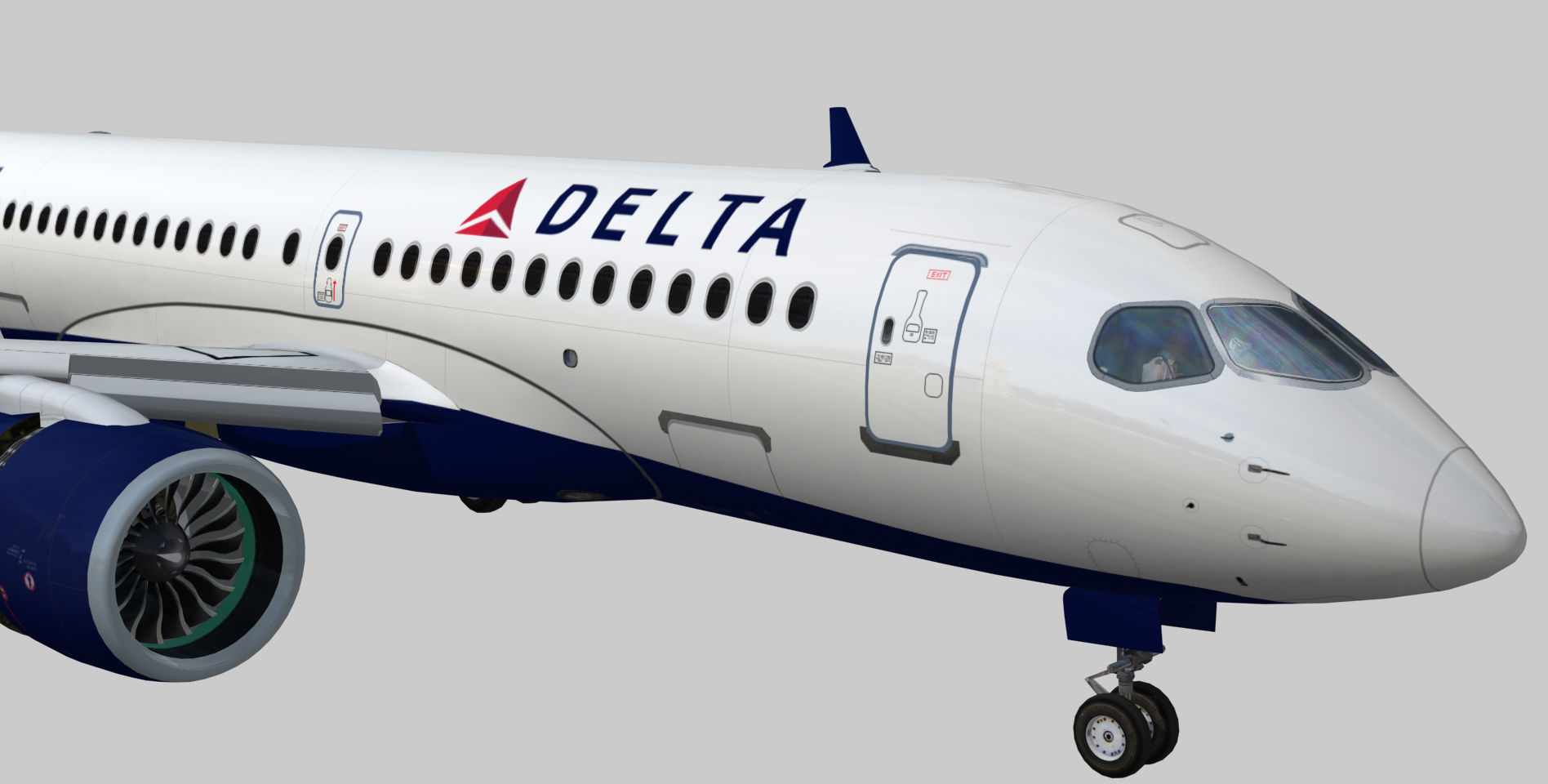 Airbus 220 Bombardier C Series 100  CS100 Delta airlines livery Low-poly 3D model_5