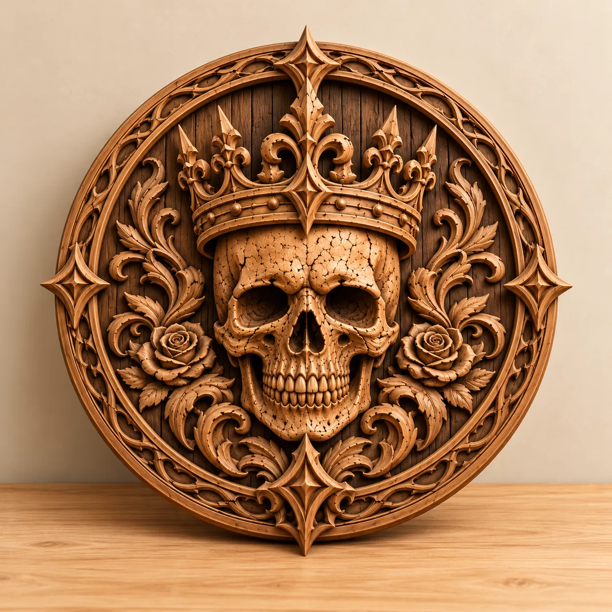 Crowned Skull CNC Bas Relief STL Gothic Royal Skull Wall Art 3D model ...