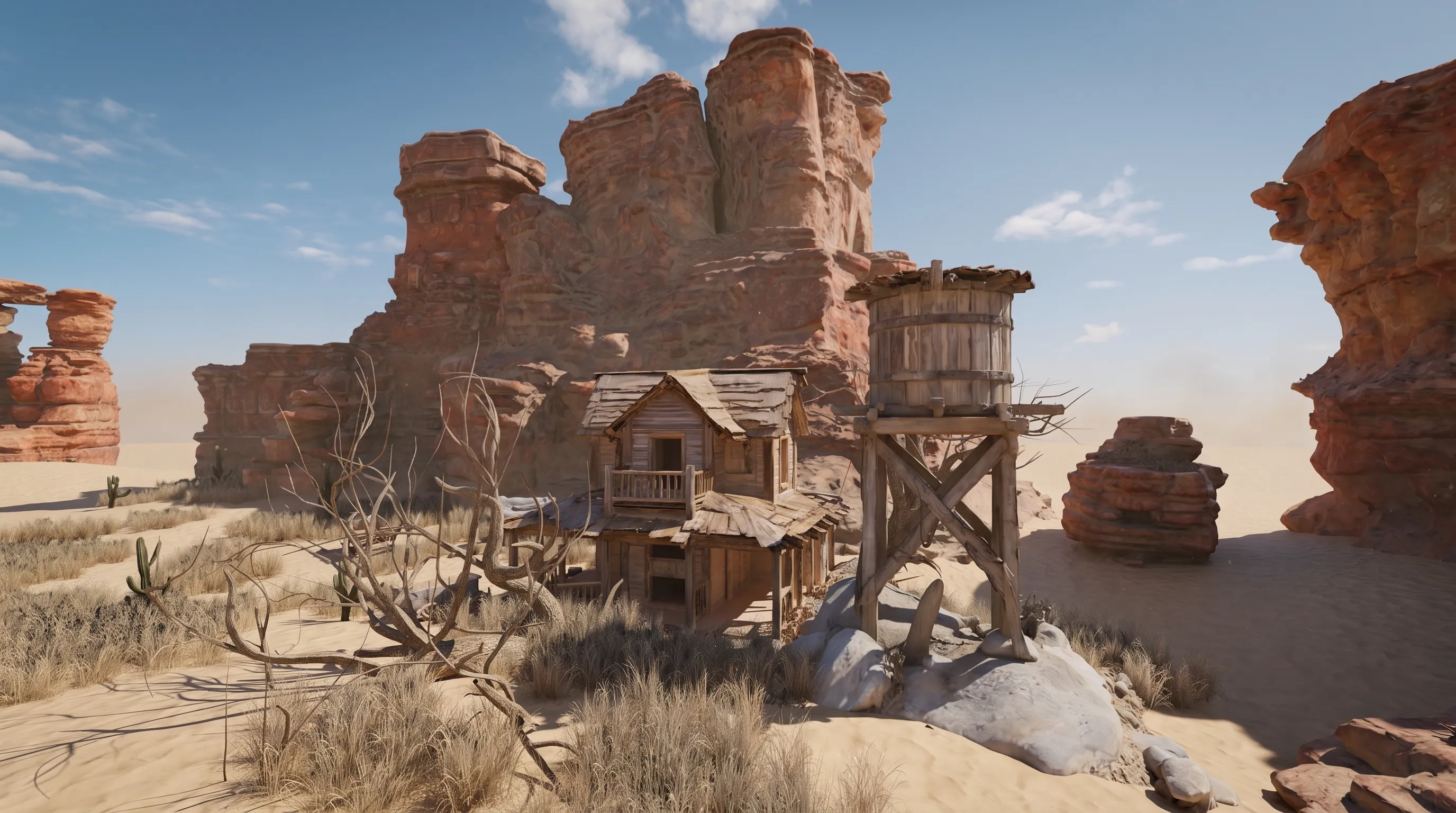 Western Rugged Tools 3D model Western Desert Canyon Wooden House Water Tower Outpost 3D VR ...