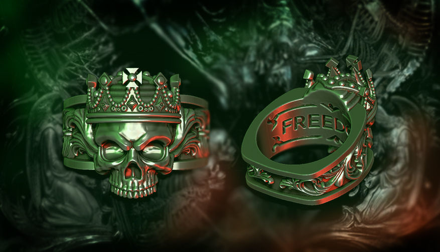 GUARDIAN skull ring 3D print model_1