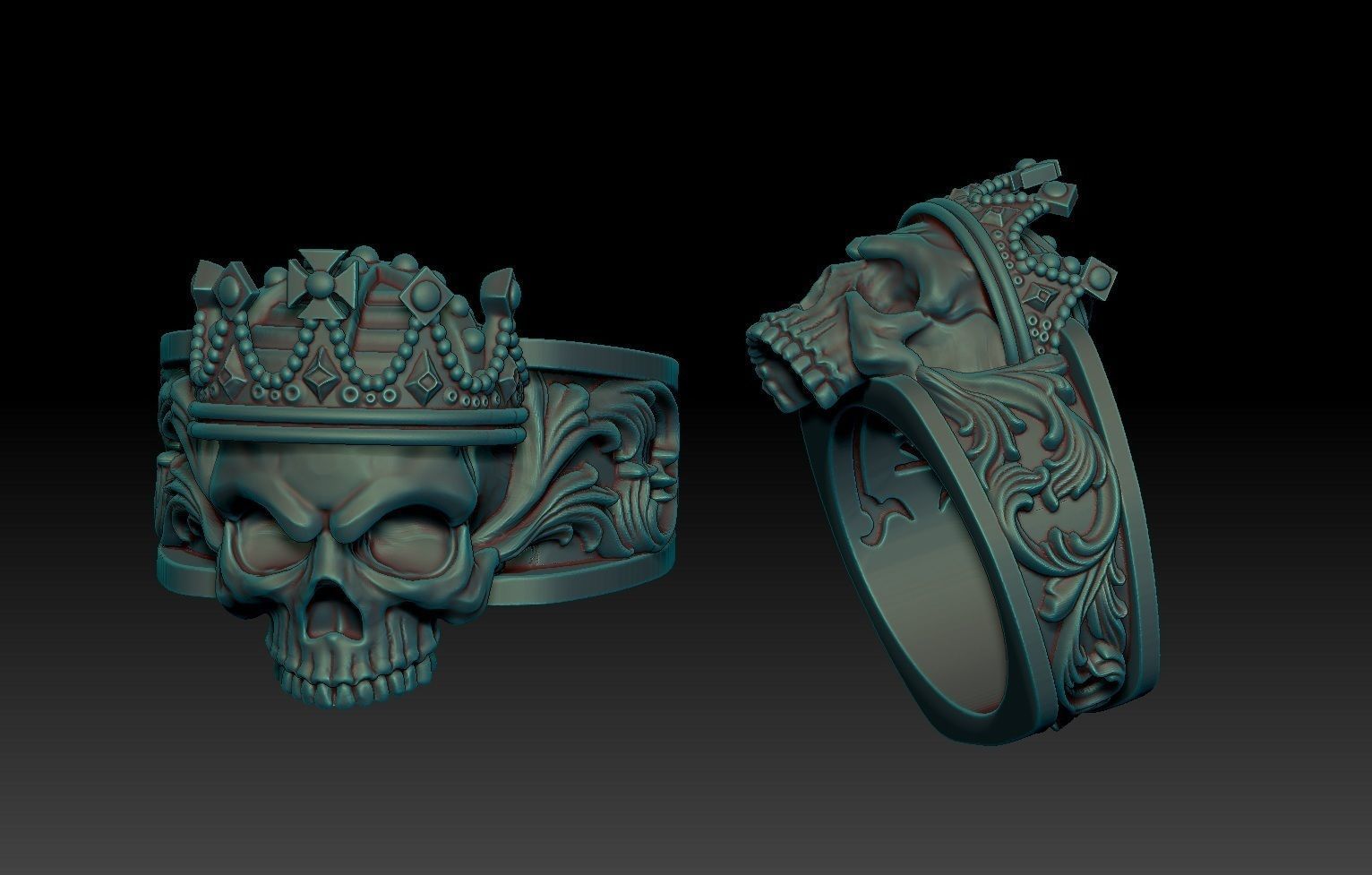 GUARDIAN skull ring 3D print model_3