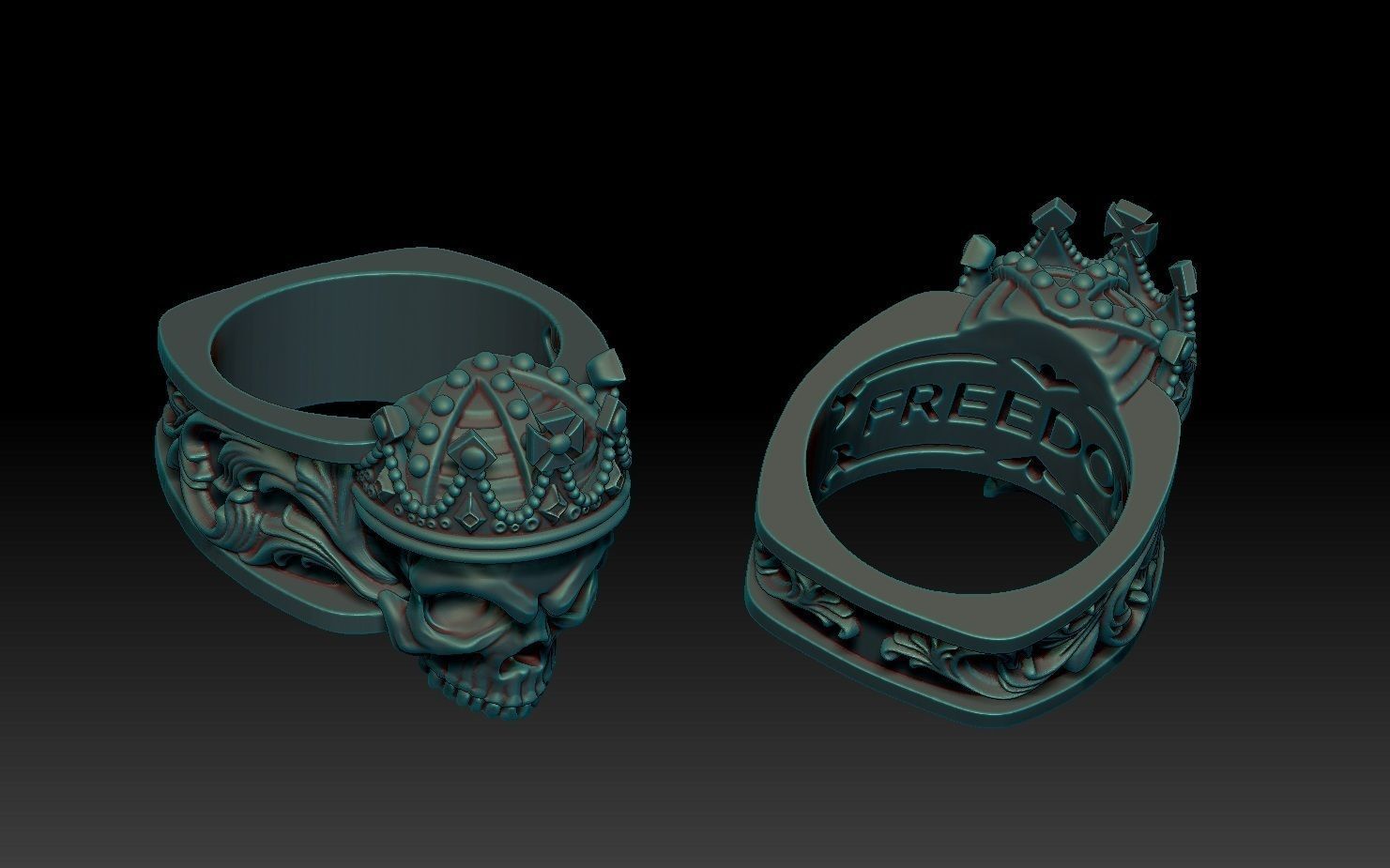 GUARDIAN skull ring 3D print model_5