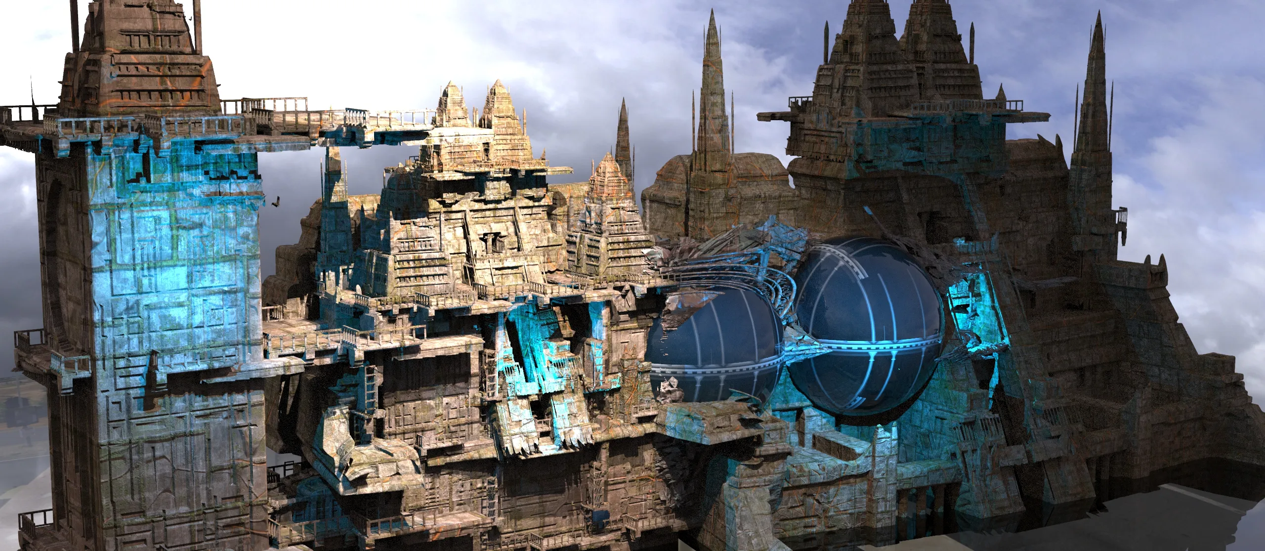Sci fi Techno gate pyramids 1 3D model | CGTrader