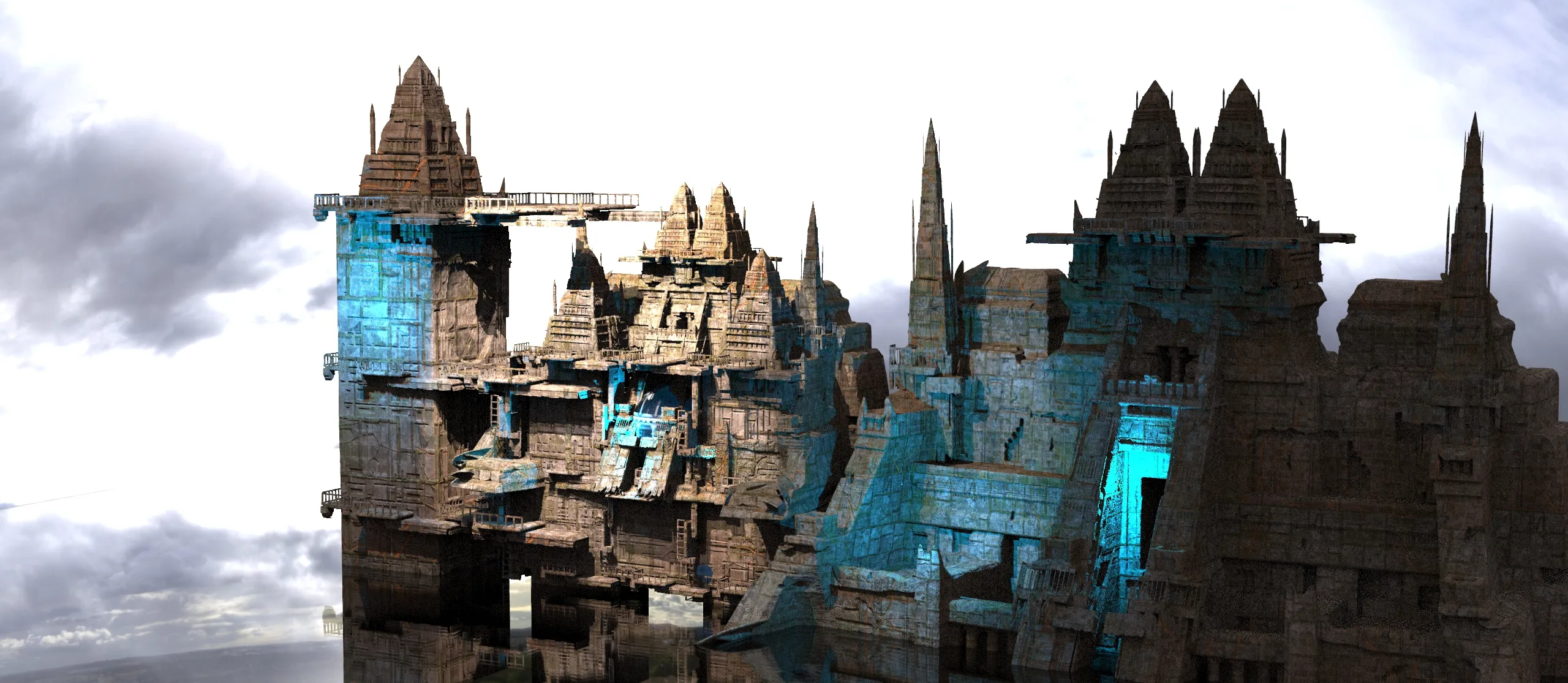 Sci fi Techno gate pyramids 5 3D model | CGTrader