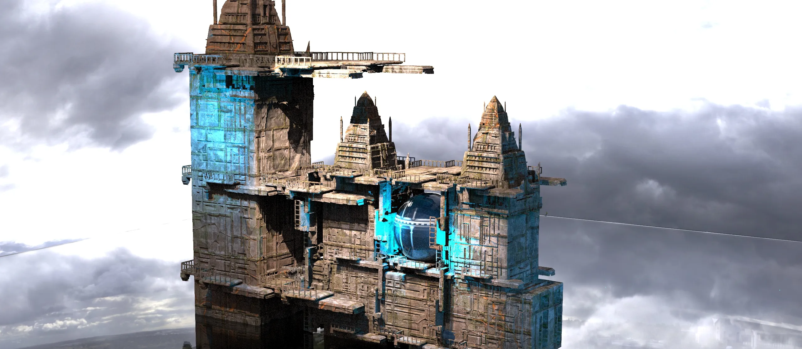 Sci fi Techno gate pyramids 11 3D model | CGTrader