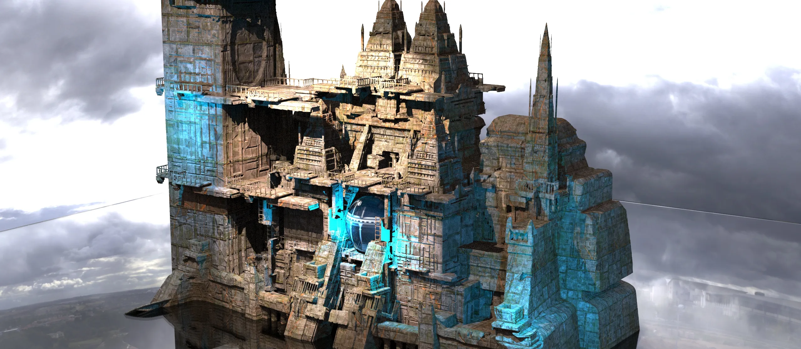Sci fi Techno gate pyramids 12 3D model | CGTrader