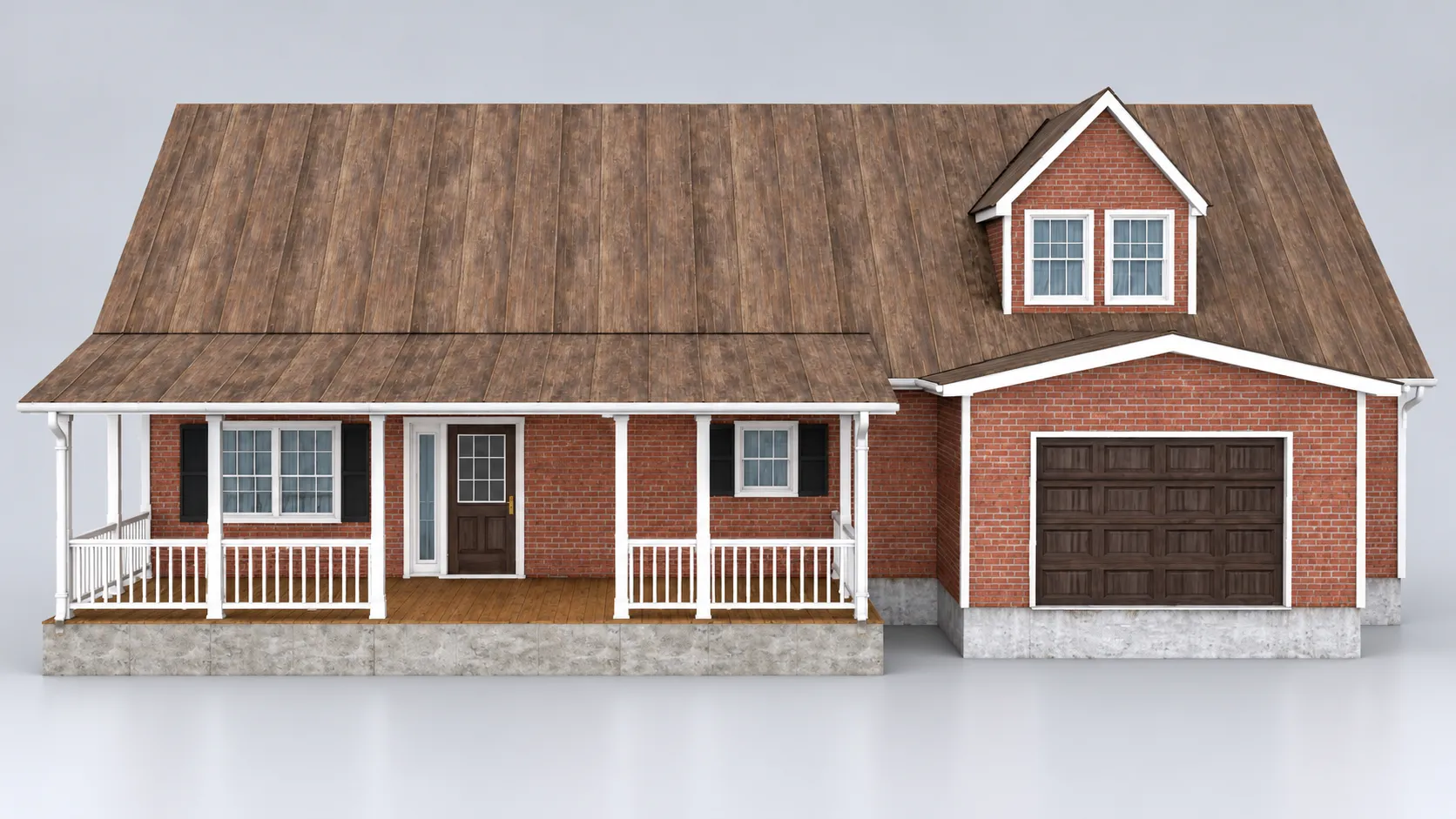 Low Poly Model Build 3D model Low Poly American Brick Ranch House Exterior Game Ready VR ...