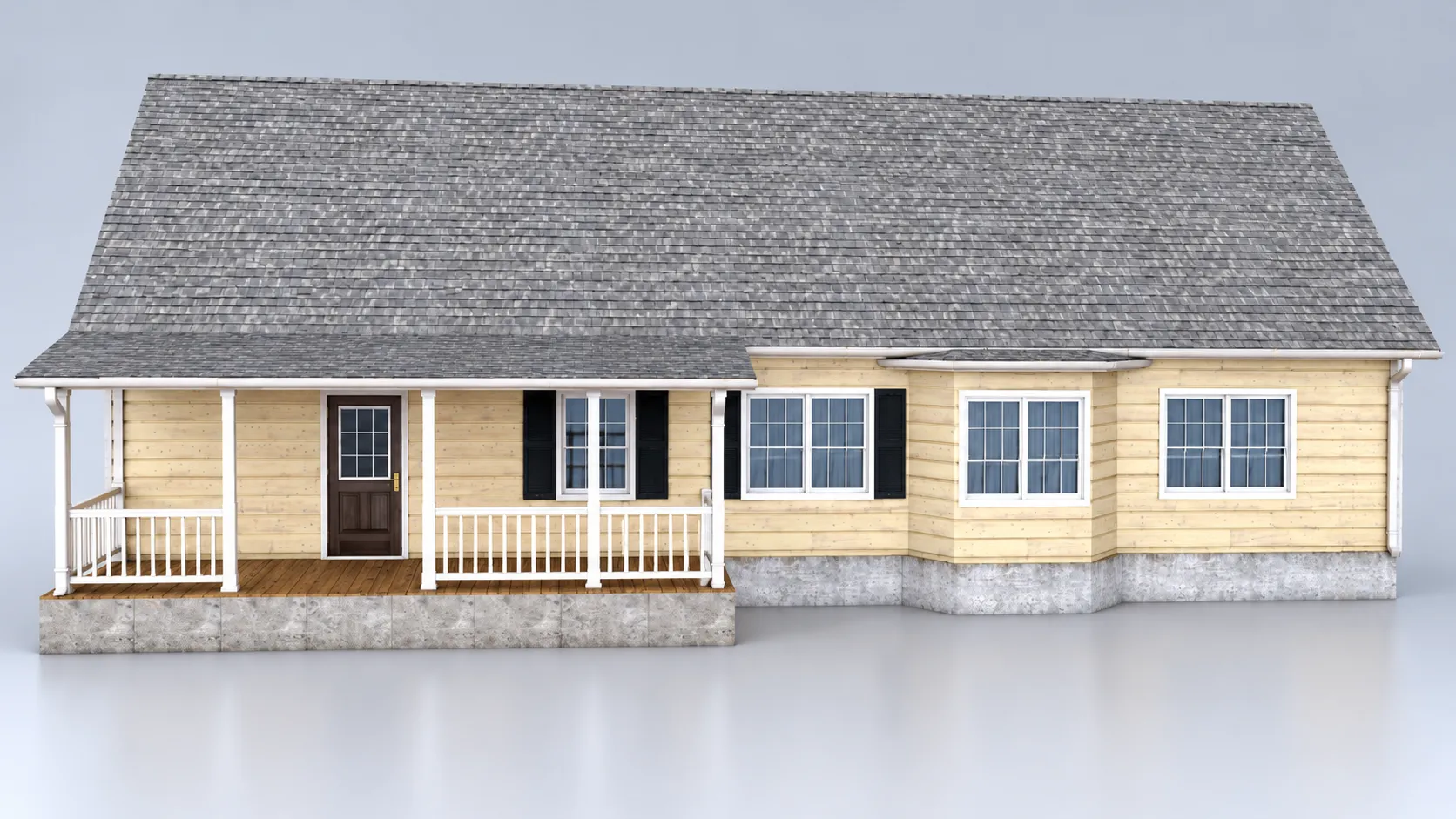 Low Poly Model Build 3D model American Country Cottage House Exterior Game Ready VR / AR ...
