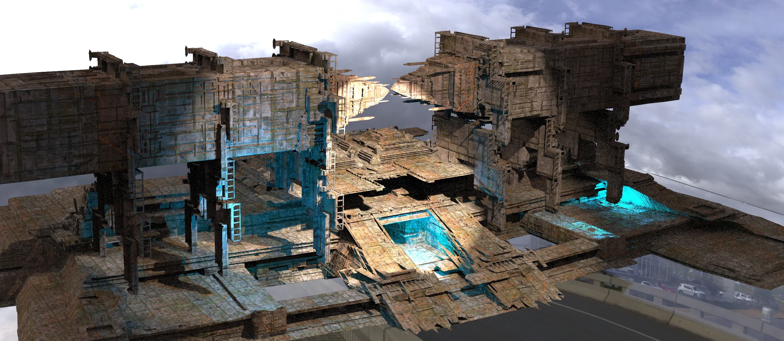 3D model Sci fi Techno gate pyramids archway massive 6 VR / AR / low ...