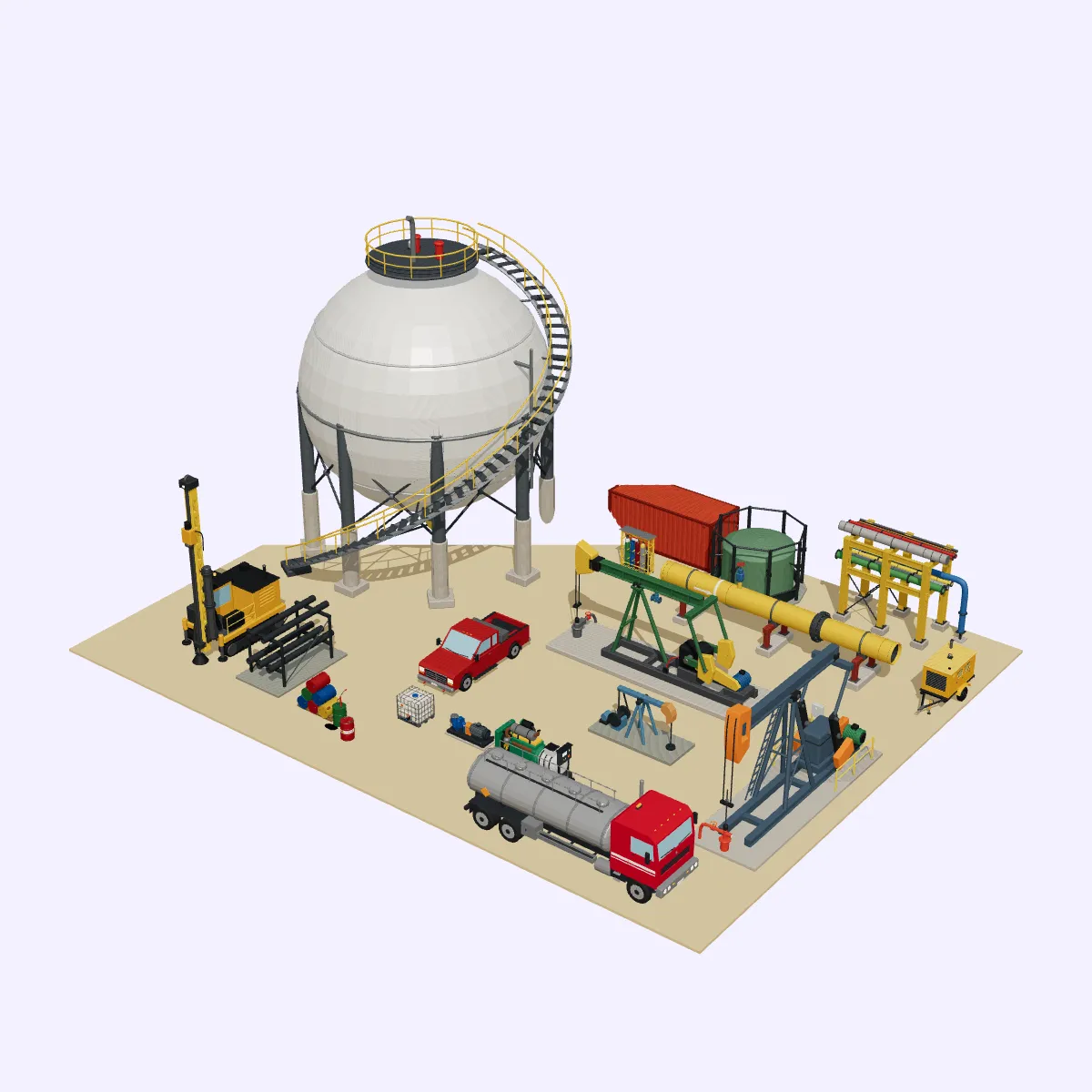 Oil Pipe Stack 3D model Low Poly Oil Field Set - 20 Assets VR / AR / low-poly | CGTrader