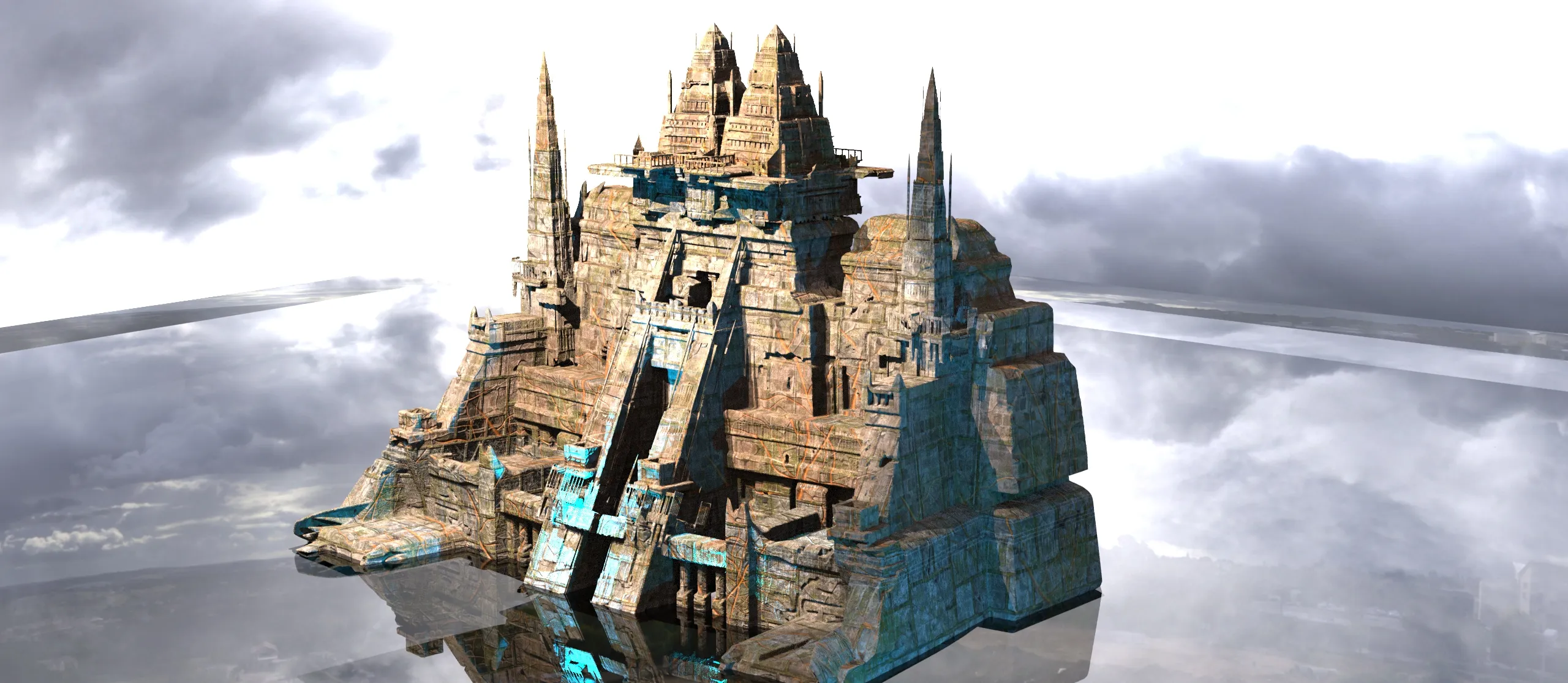 Sci fi Techno gate pyramids archway massive 10 3D model | CGTrader