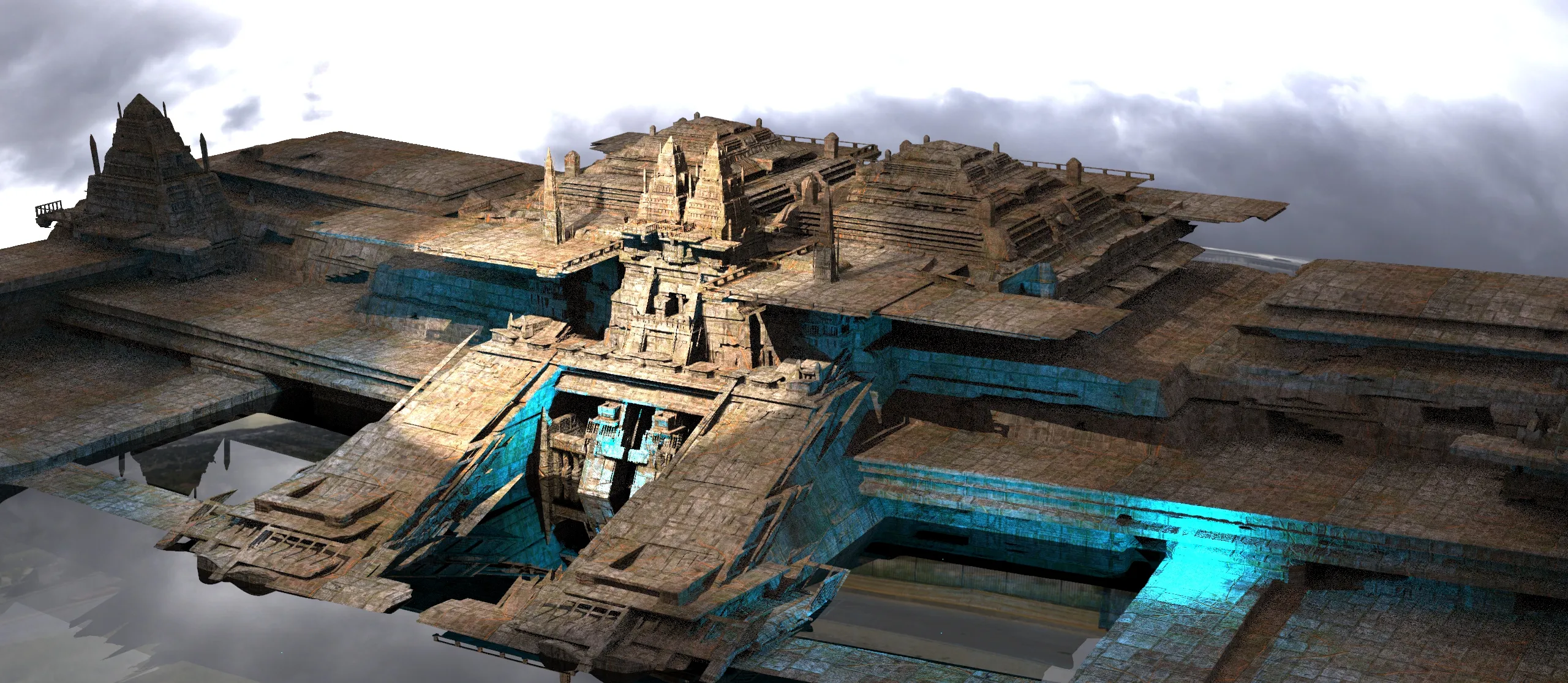 Sci fi Techno gate pyramids archway massive 11 3D model | CGTrader