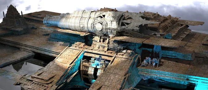 Sci fi Techno gate pyramids archway massive 7 3D model | CGTrader