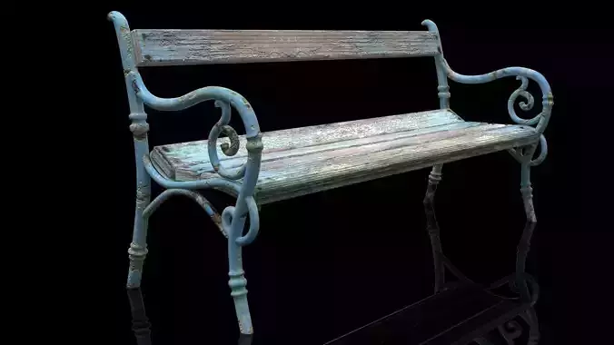 Realistic Old Textured Bench 3D model