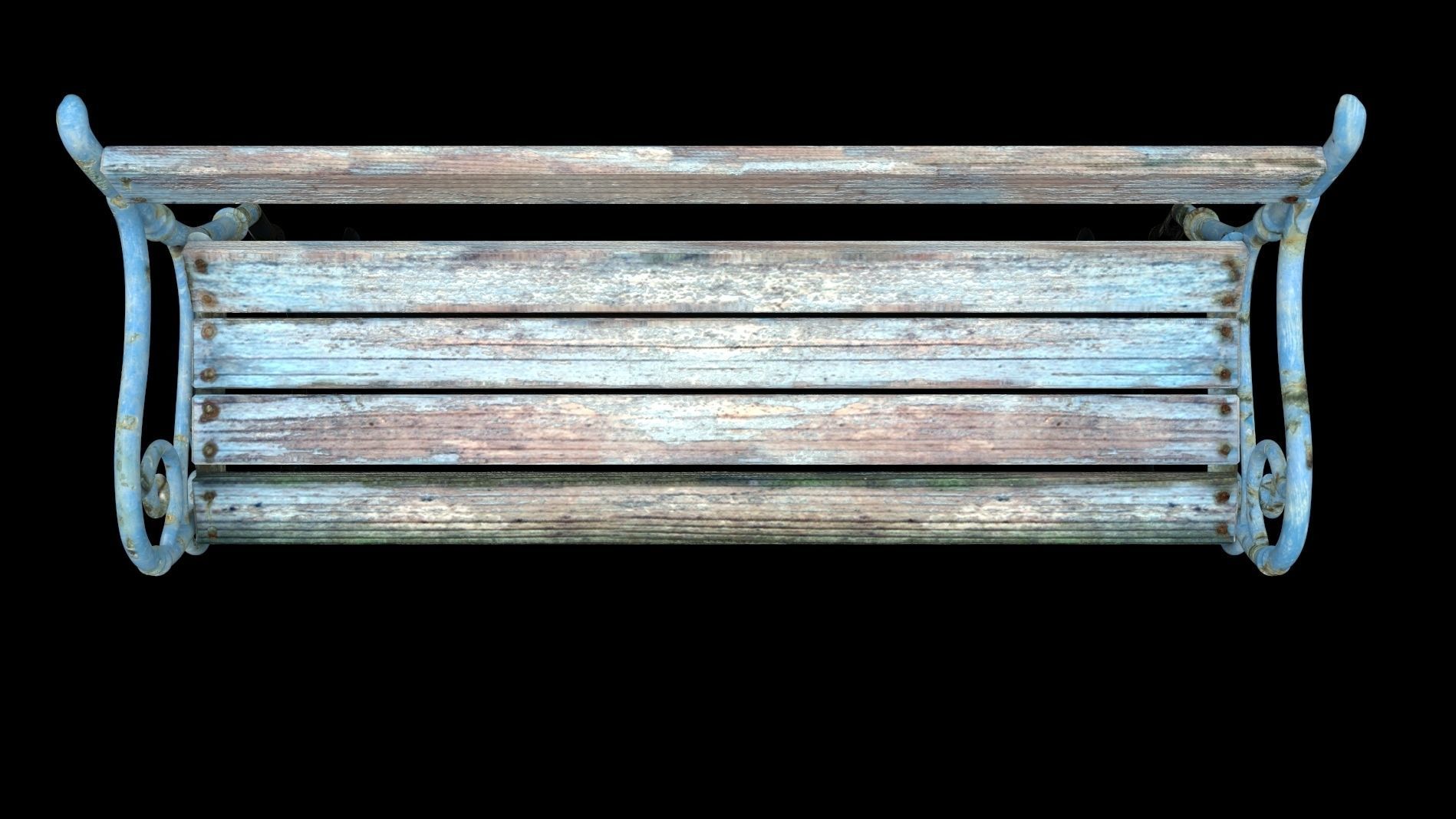Realistic Old Textured Bench 3D model_3