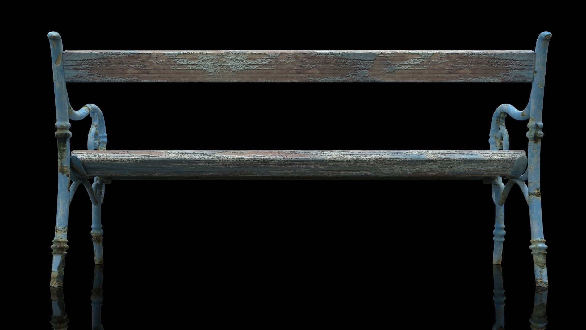 Realistic Old Textured Bench 3D model_1